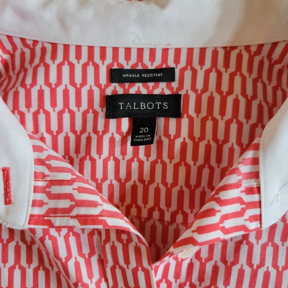 Talbots Tops - Talbots Wrinkle Resistant Coral and White Button Down Size 20